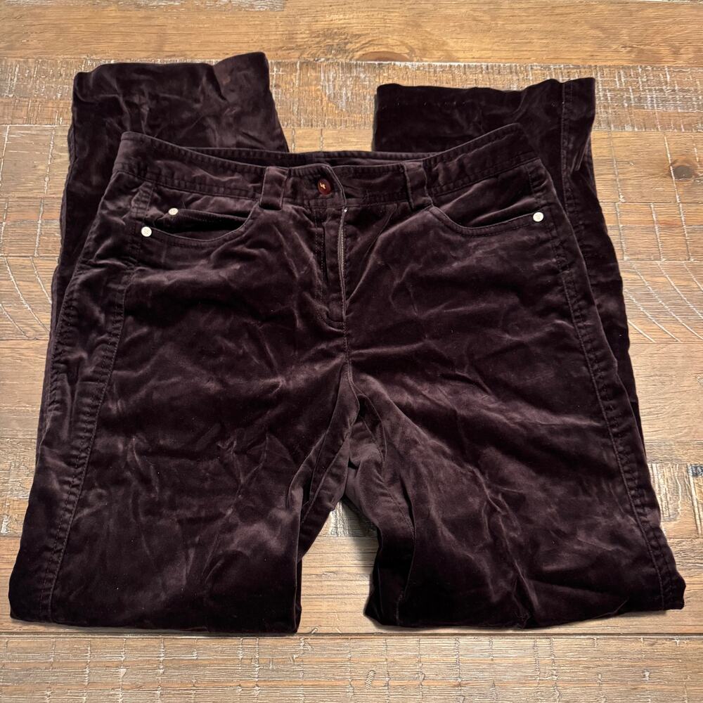 Yansi Fugel Women's Size 8 Chocolate Brown Cotton Velvet Stretch Pants Trousers